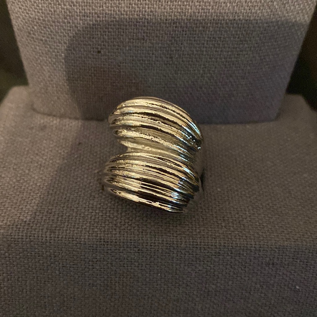 Vintage Silver Plate Seashell Cocktail Ring - Size 8 12 16$